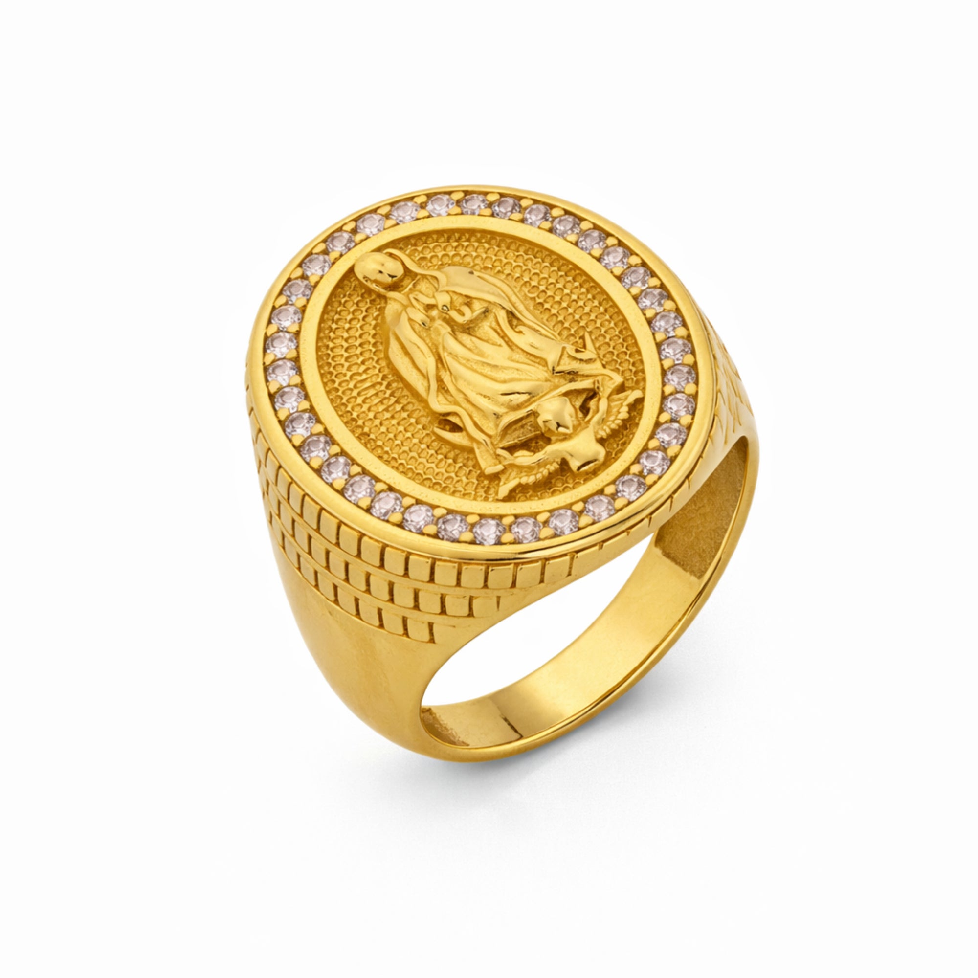14K Yellow Gold with the Virgin Mary Men’s Ring