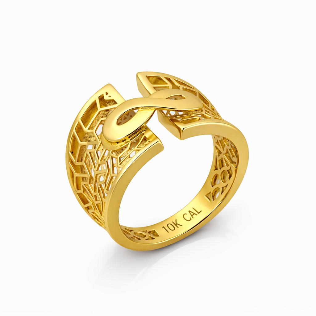 10K Yellow Gold Infinity Filigree Open Women's Ring