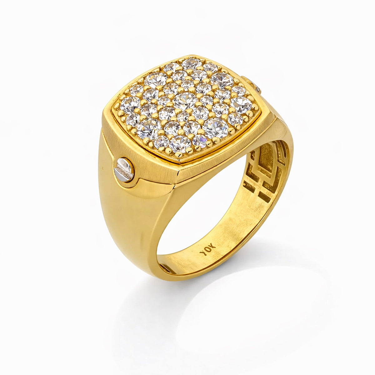 10K Yellow Gold CZ Pavé Cushion Ring