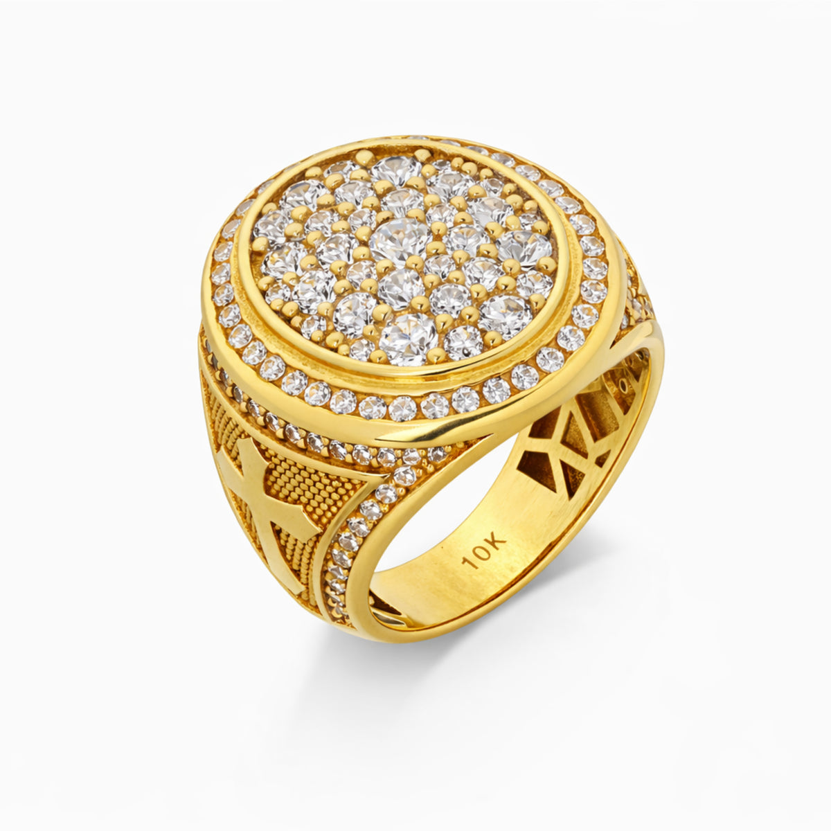 10K Yellow Gold CZ Pavé Cluster Ring