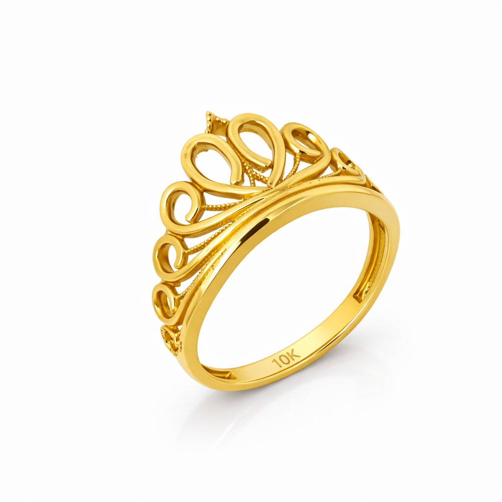 10K Yellow Gold Regal Tiara Band | Opulenzza Jewelry Miami