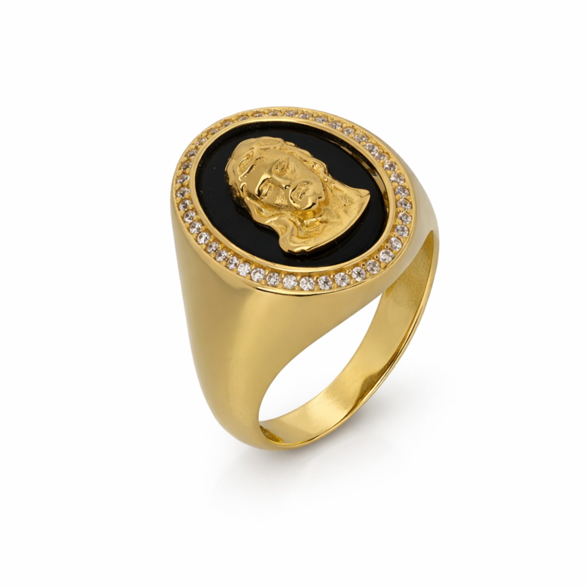 14K Yellow Gold Jesus Face Men’s Ring