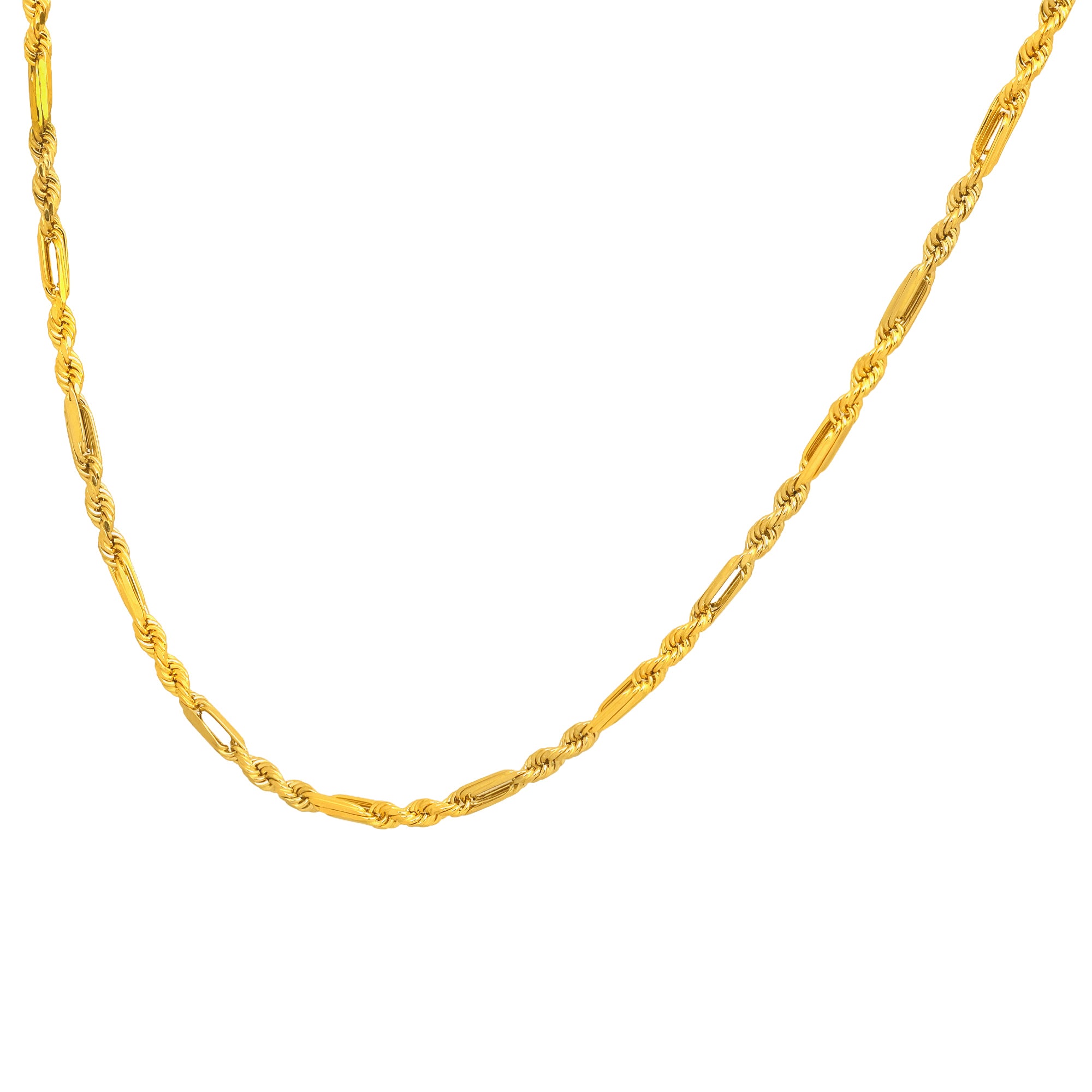 14K Yellow Gold Rope Figaro Chain