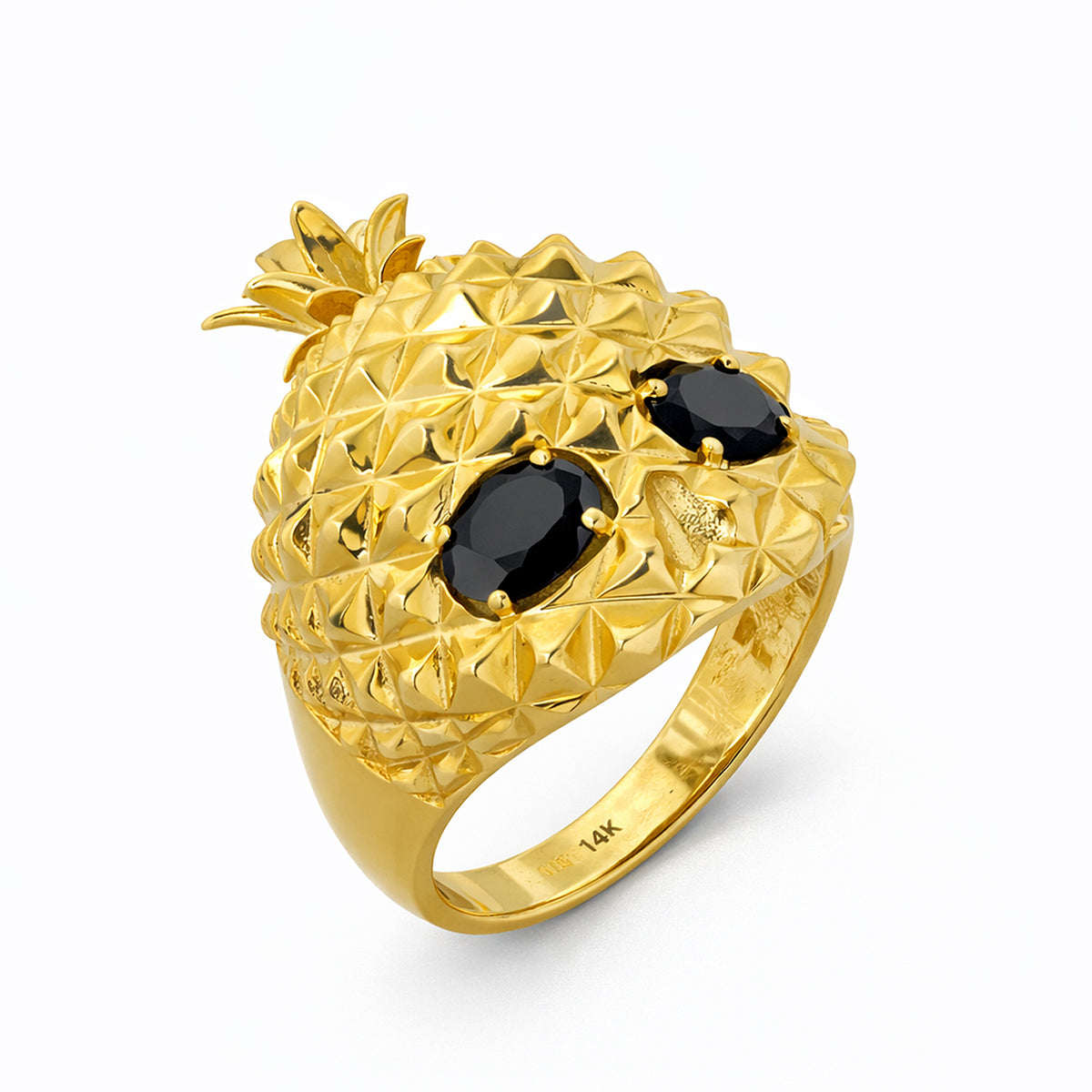 14K Yellow Gold Pineapple Texture Ring