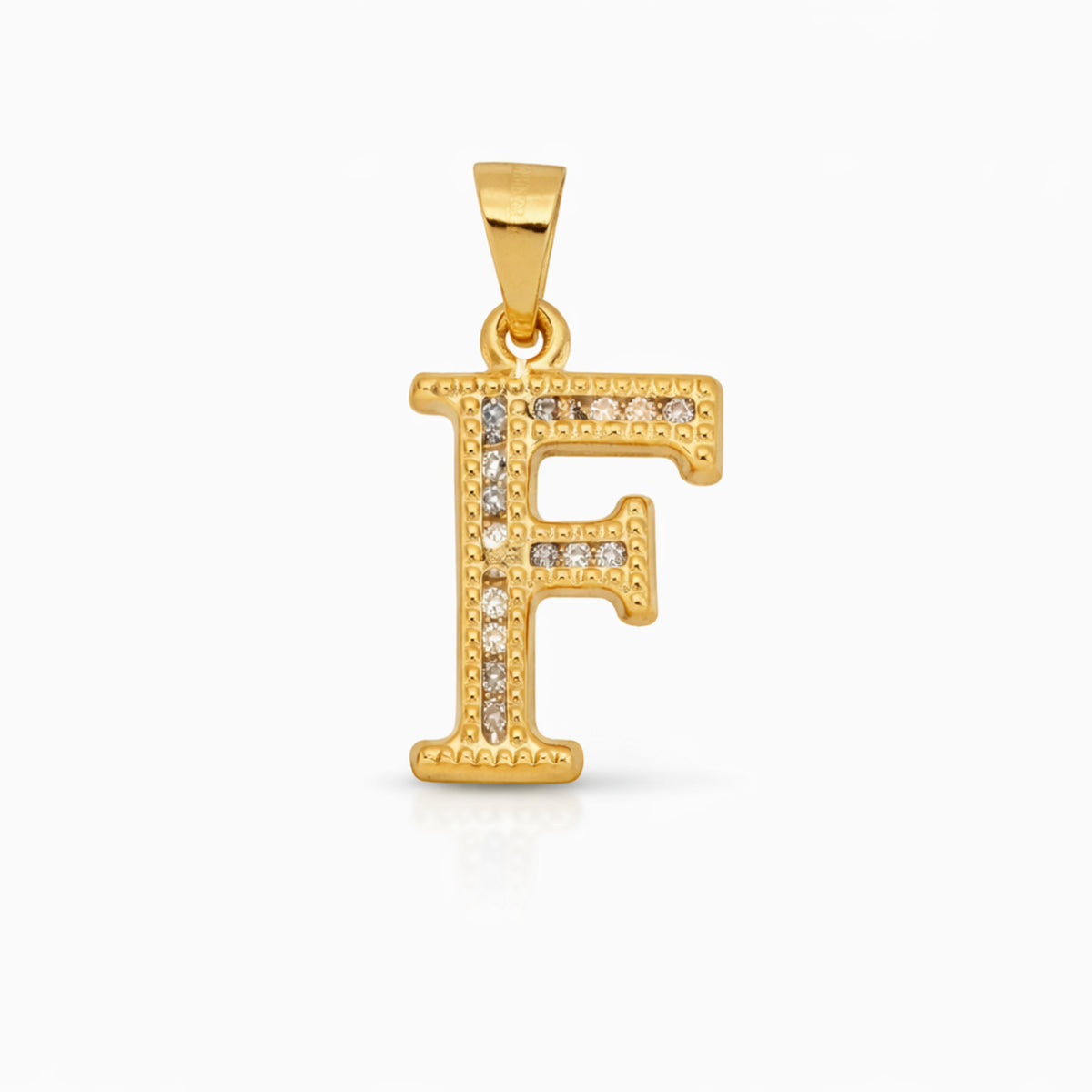 14K Yellow Gold CZ "F" Initial Pendant