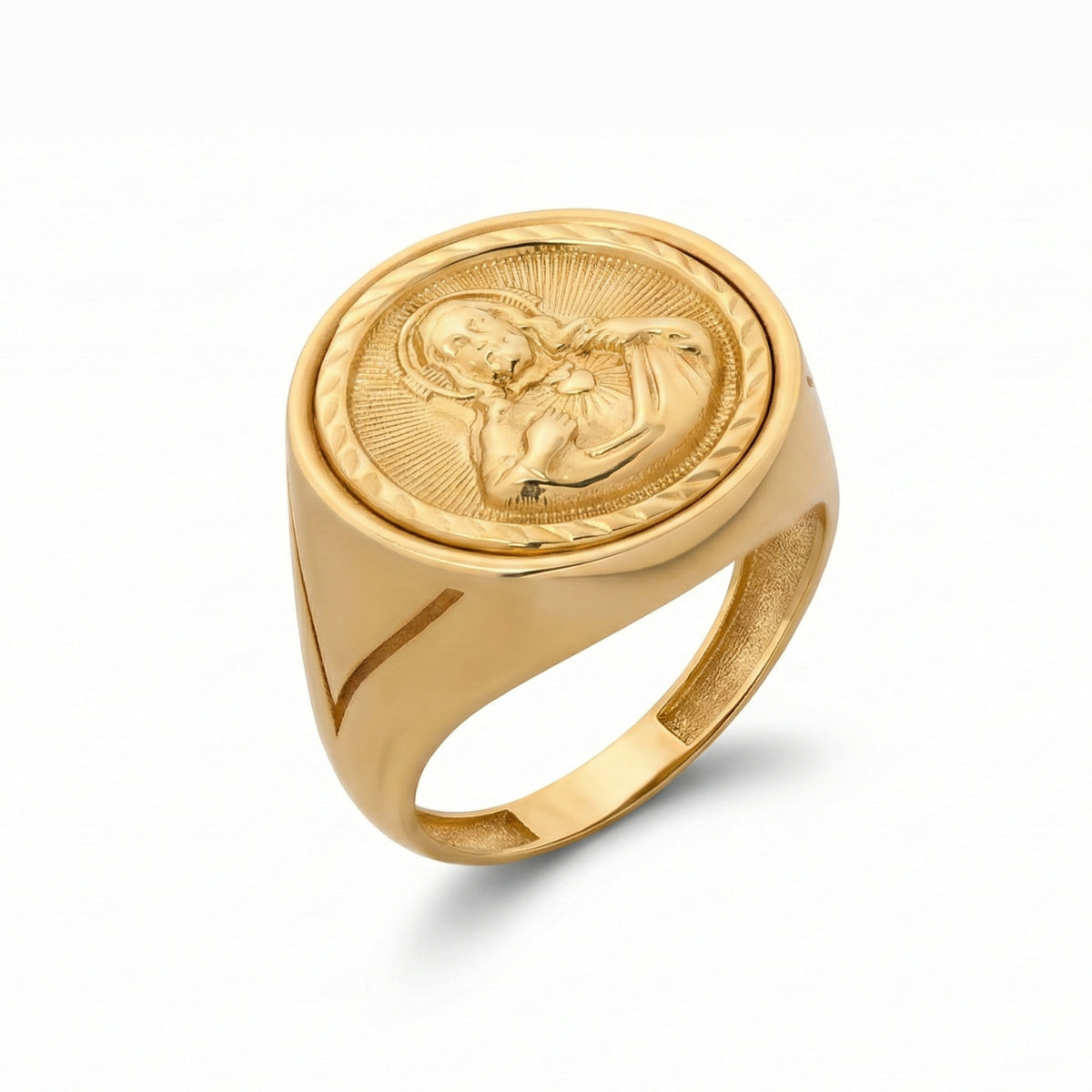 14K Yellow Gold Saint Jude Relief Signet Ring