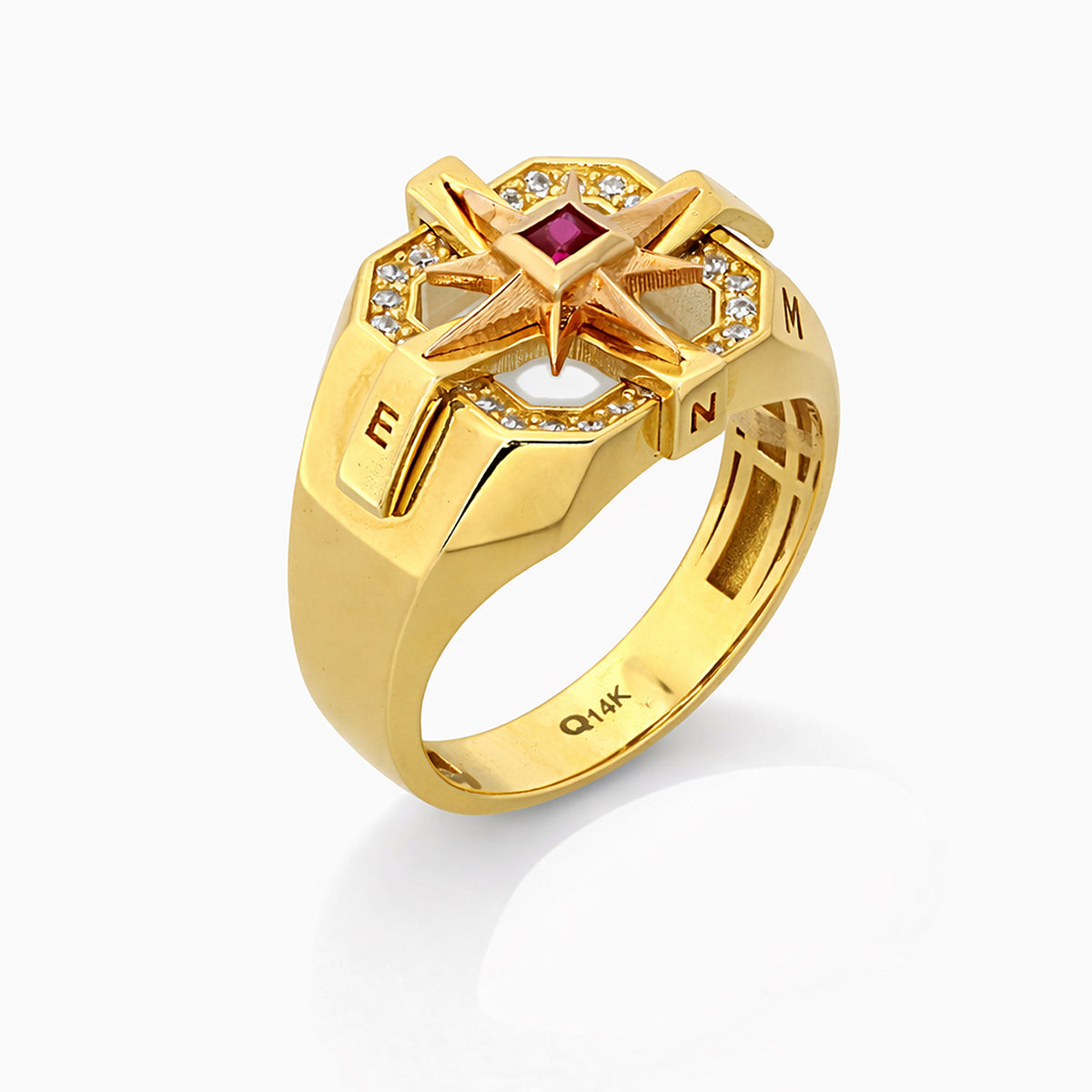 14K Yellow Gold Compass Star Ring