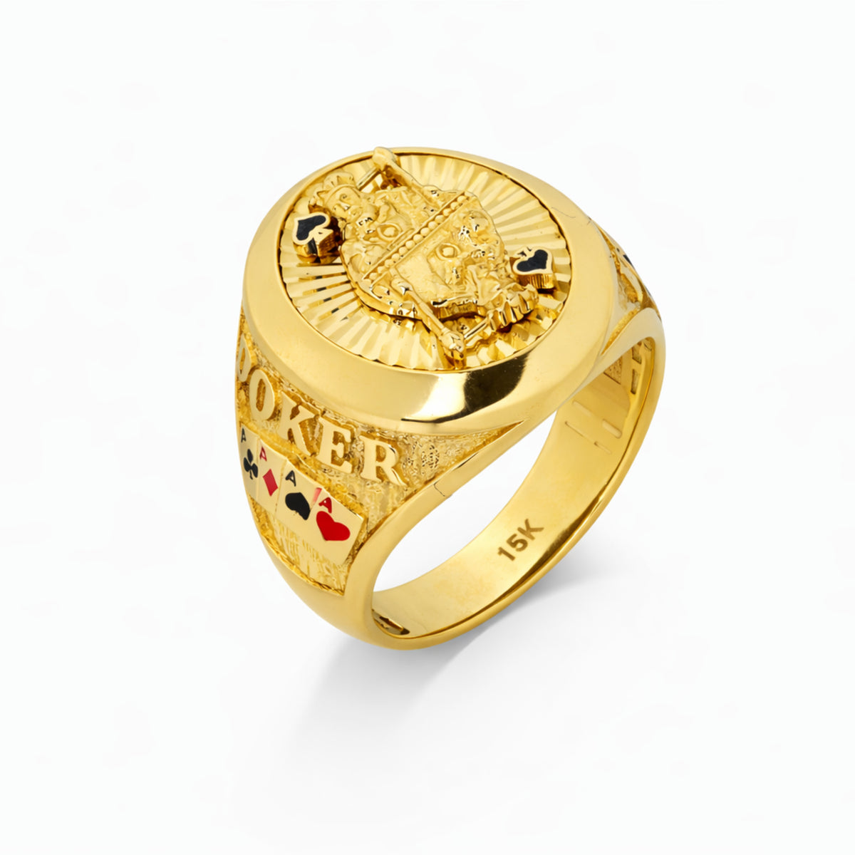 14K Yellow Gold Poker King Playing Card Ring