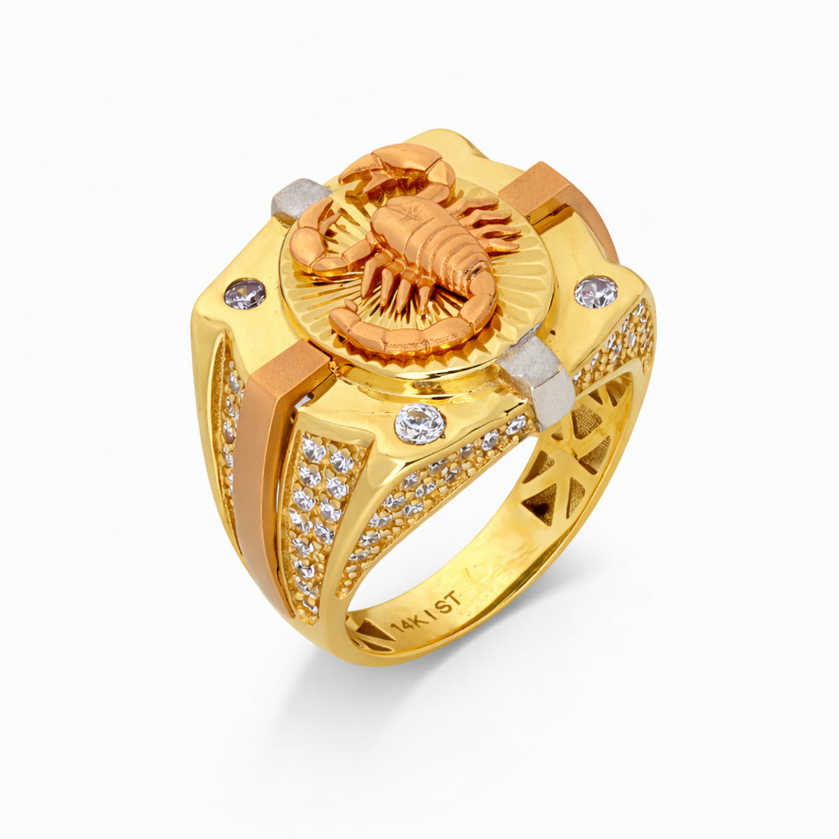 14K Tri-Color Gold Scorpion Ring