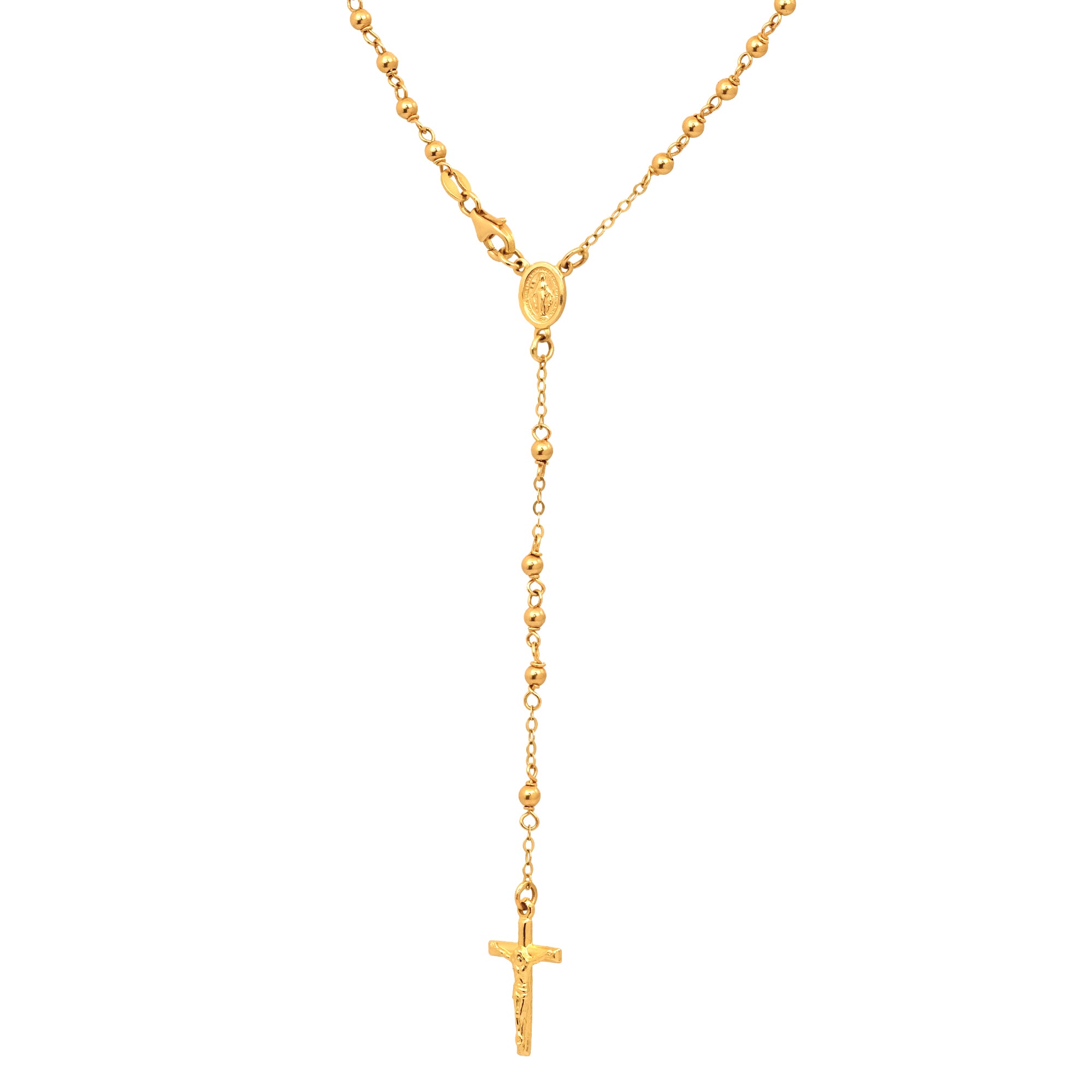 14K Yellow Gold Rosary Bead Necklace