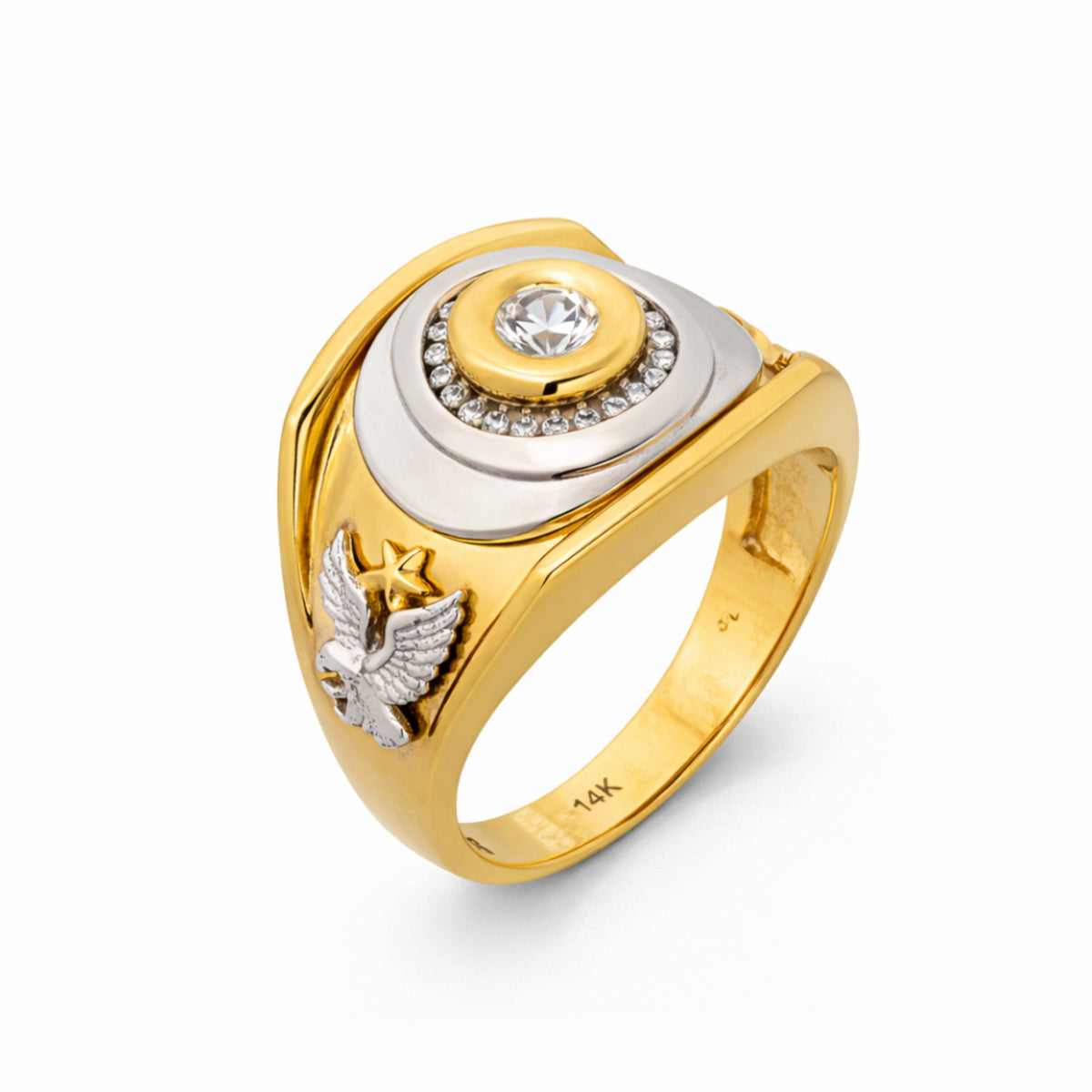 14K Two-Tone Gold CZ Solitaire Ring
