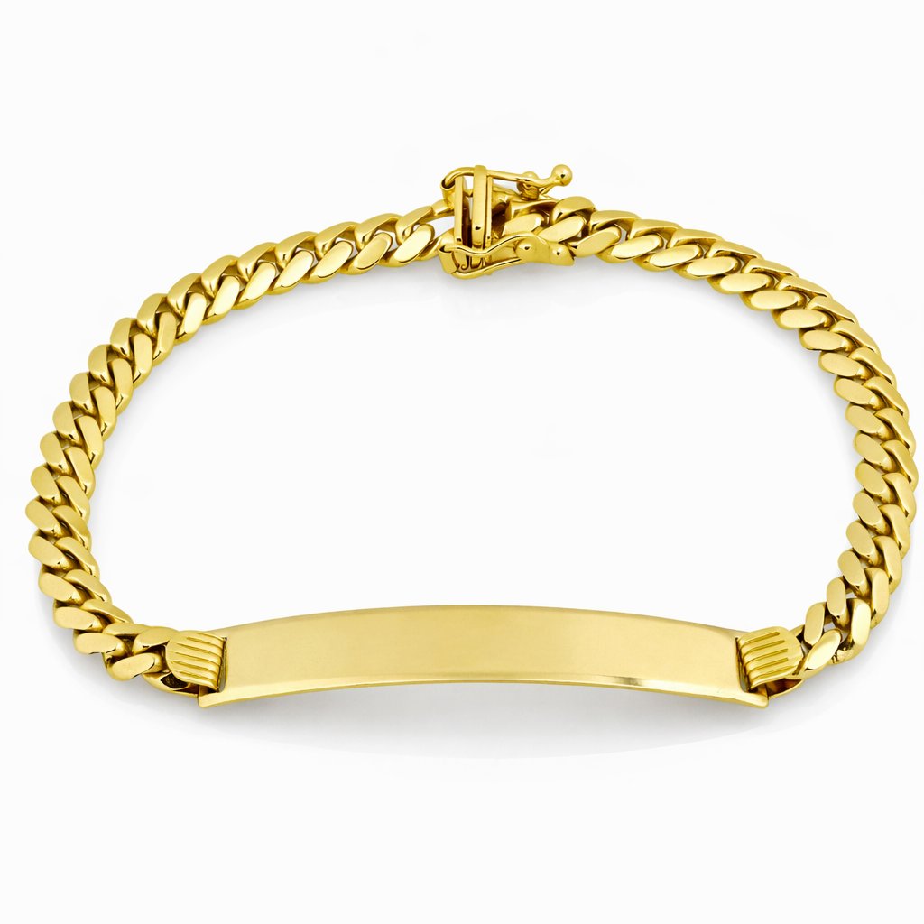14K Yellow Gold Cuban Link Engravable ID Women’s Bracelet