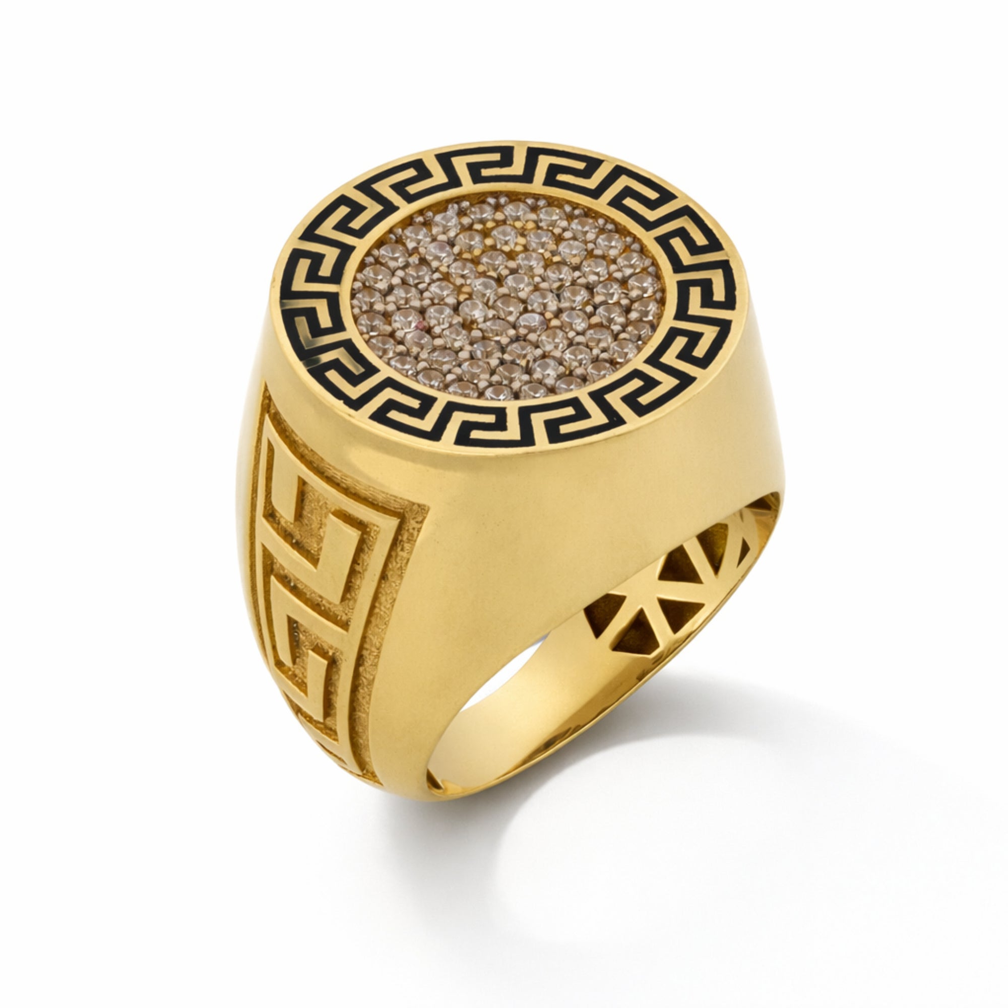 10K Yellow Gold Cluster Greek Men’s Ring