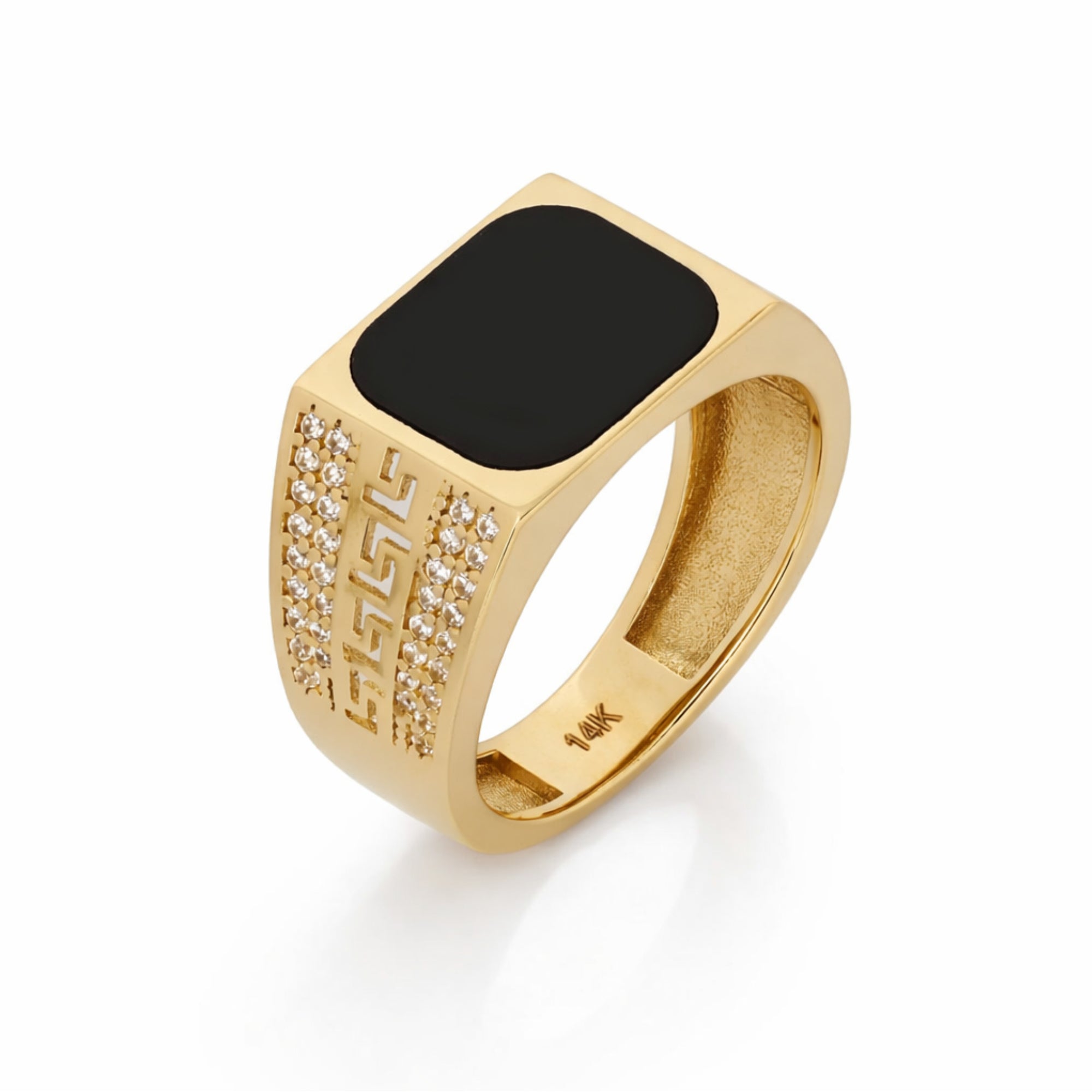 14Kt Yellow Gold Men’s Ring with Onys Stone