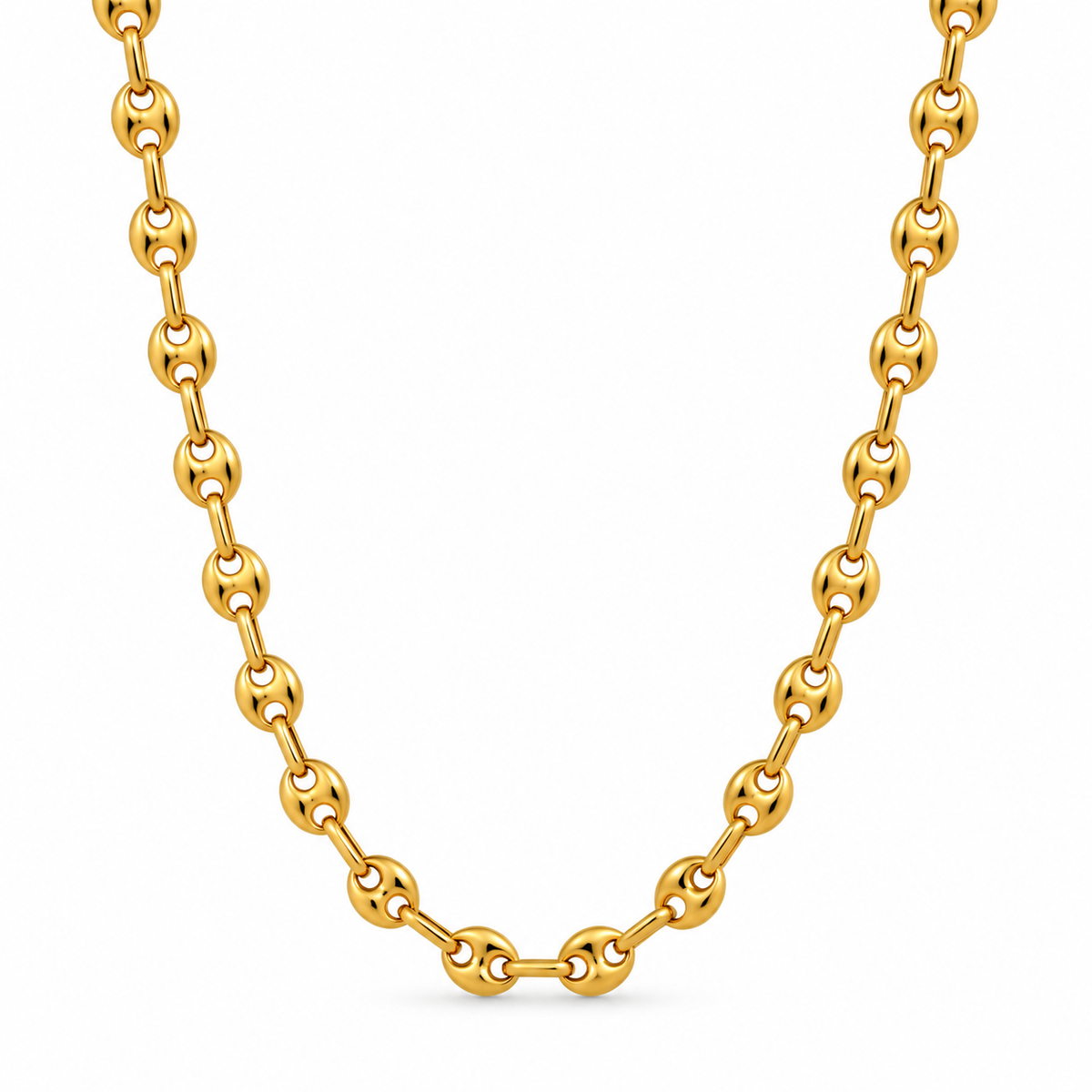 18K Yellow Gold Puffed Mariner Chain - 18'' x 6.4mm