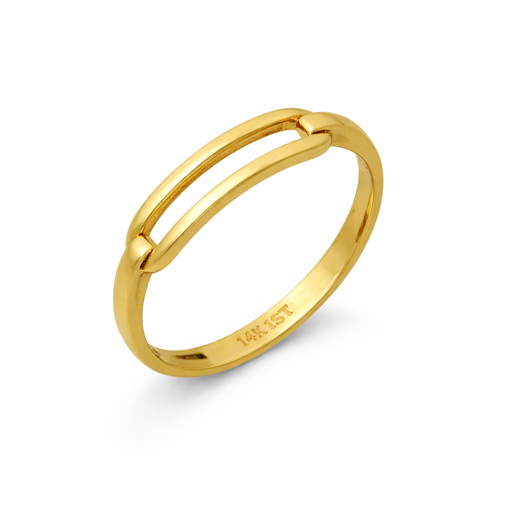 18K Yellow Gold Open Double Band Women's Ring