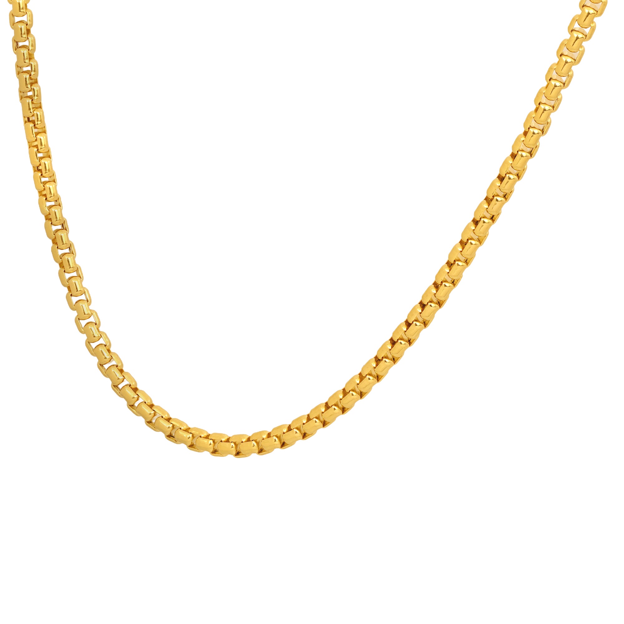 18K Yellow Gold Round Box Chain