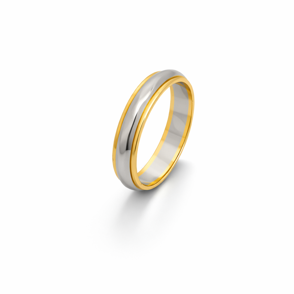 18K Two-Tone Gold Domed Wedding Band