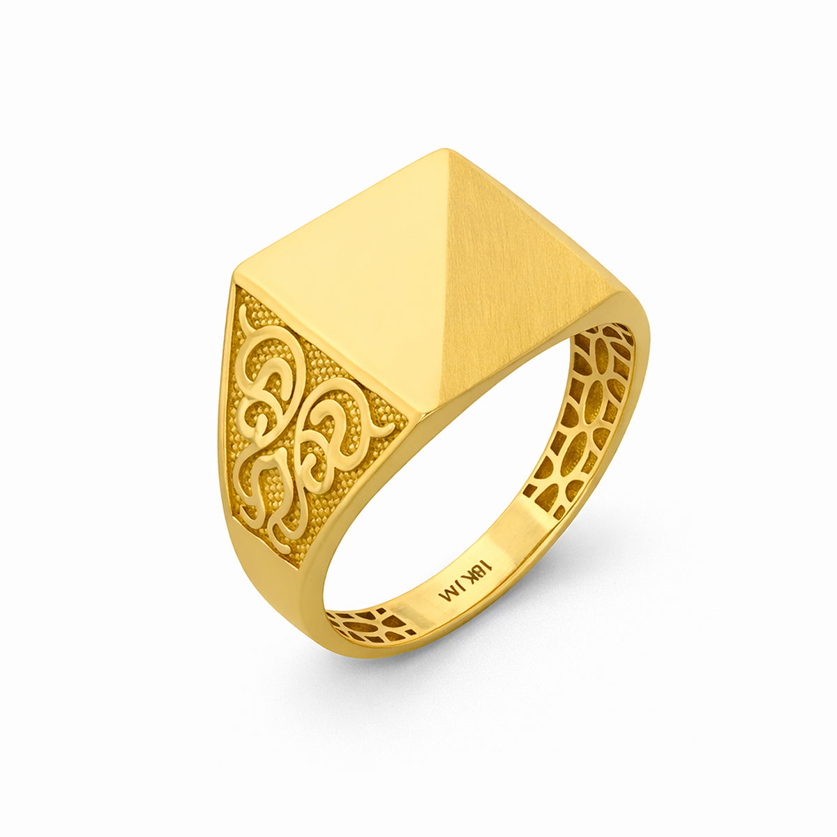 18K Yellow Gold Pyramid Signet Ring