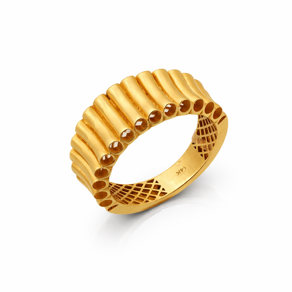 14K Gold Fluted Wide Band Women’s Ring