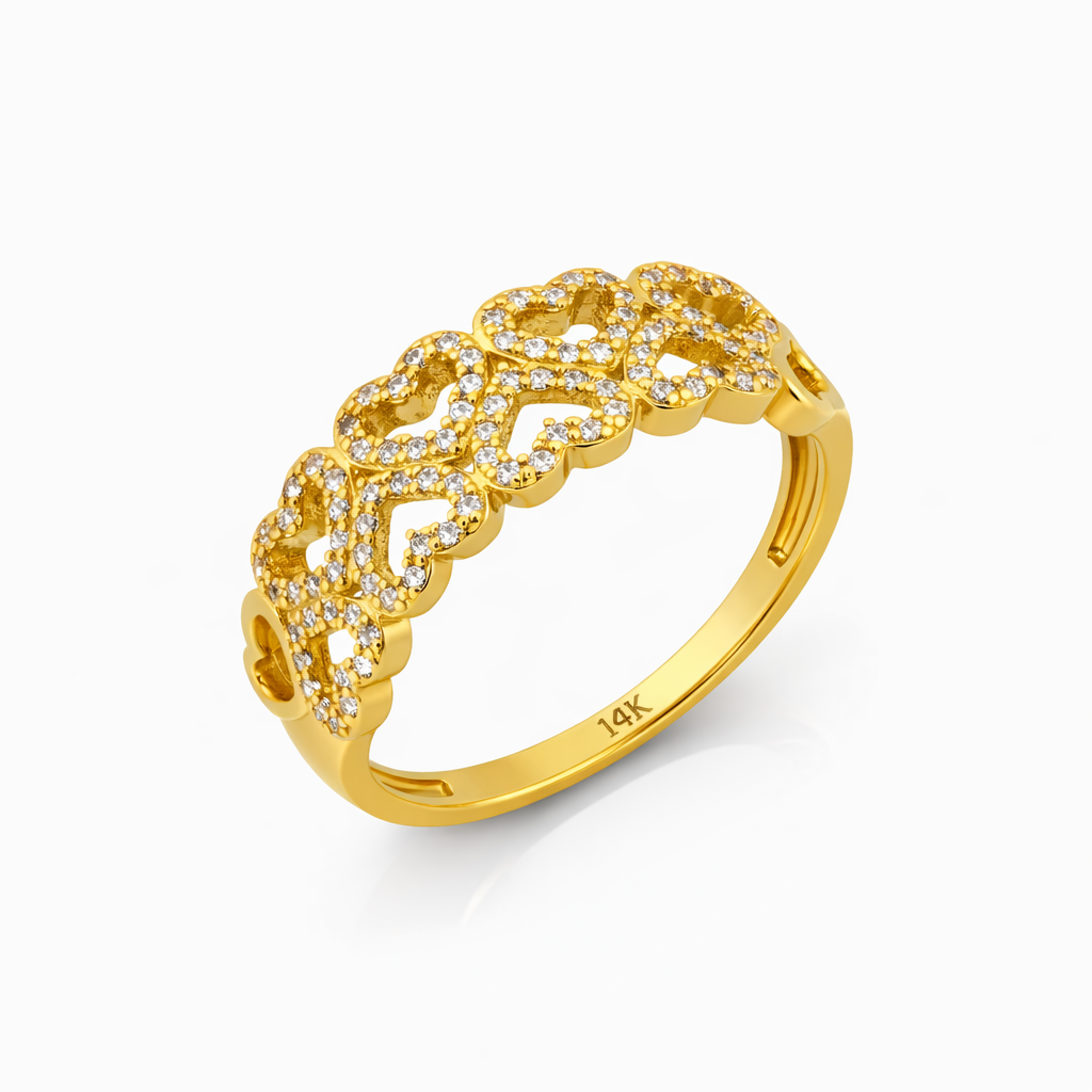 14K Yellow Gold CZ Pavé Bubble Cluster Women’s Ring