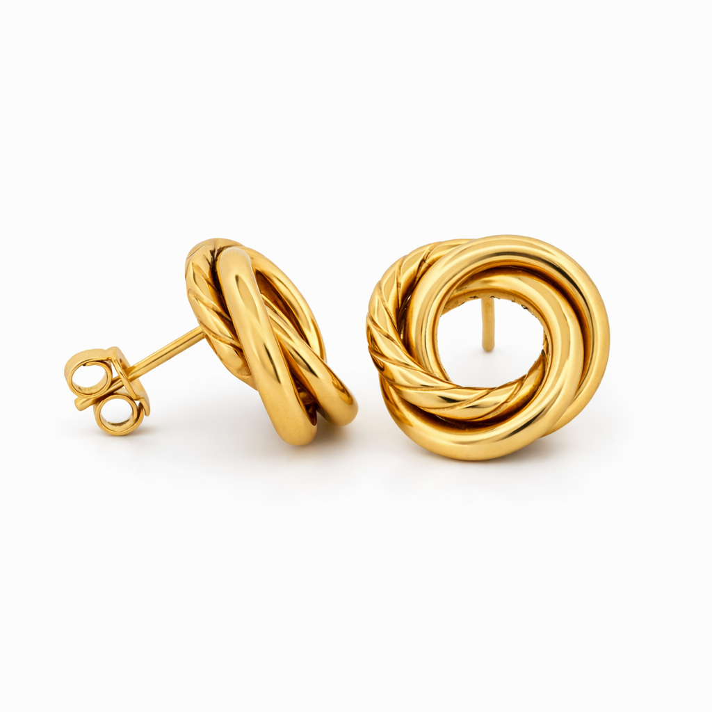 14K Yellow Gold Love Knot Stud Earrings