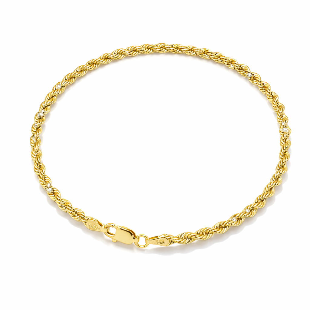 14K Yellow Gold Rope Chain Woman’s Bracelet