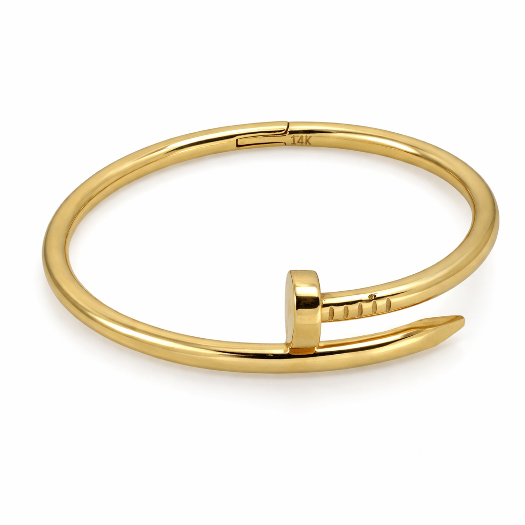 14K Yellow Gold Nail Bangle Bracelet