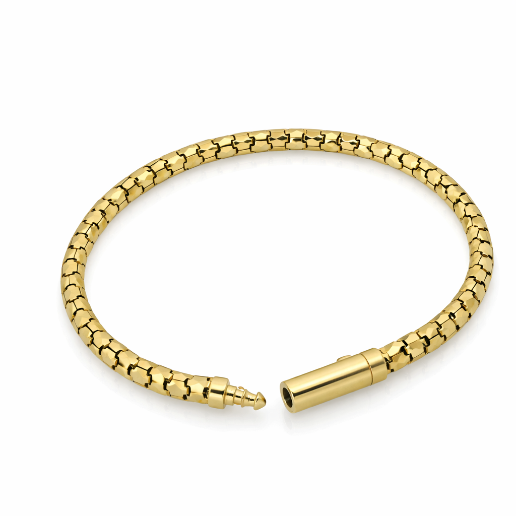10K Yellow Gold Tone Magnetic Snake Chain Bracelet