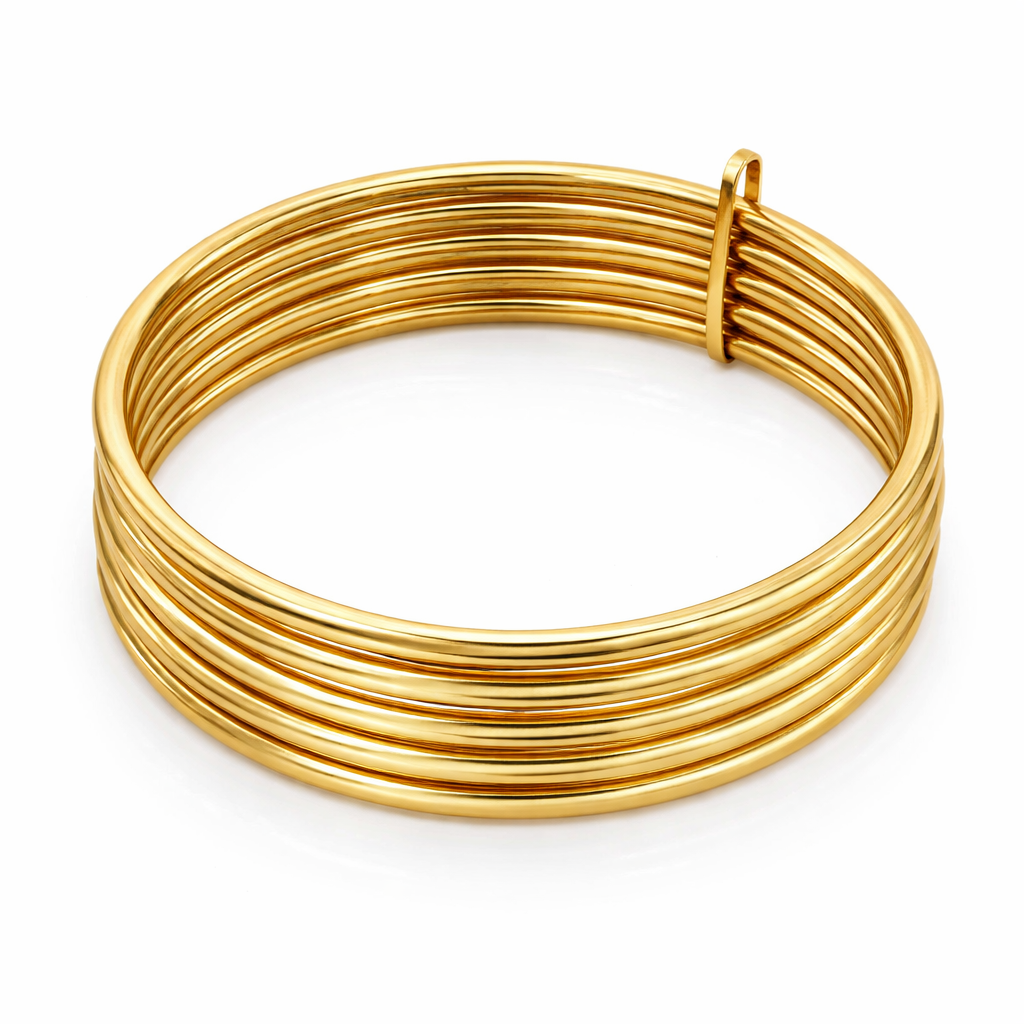 14K Yellow Gold Multi-Row Coil Bangle Bracelet Women’s Bracelet