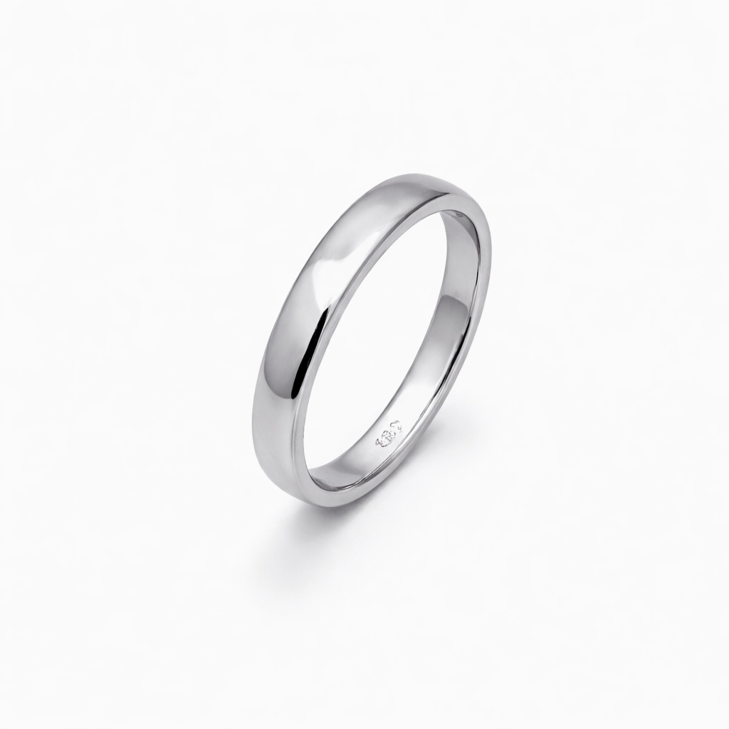 14K White Gold Plain Polished Comfort Fit Wedding Band