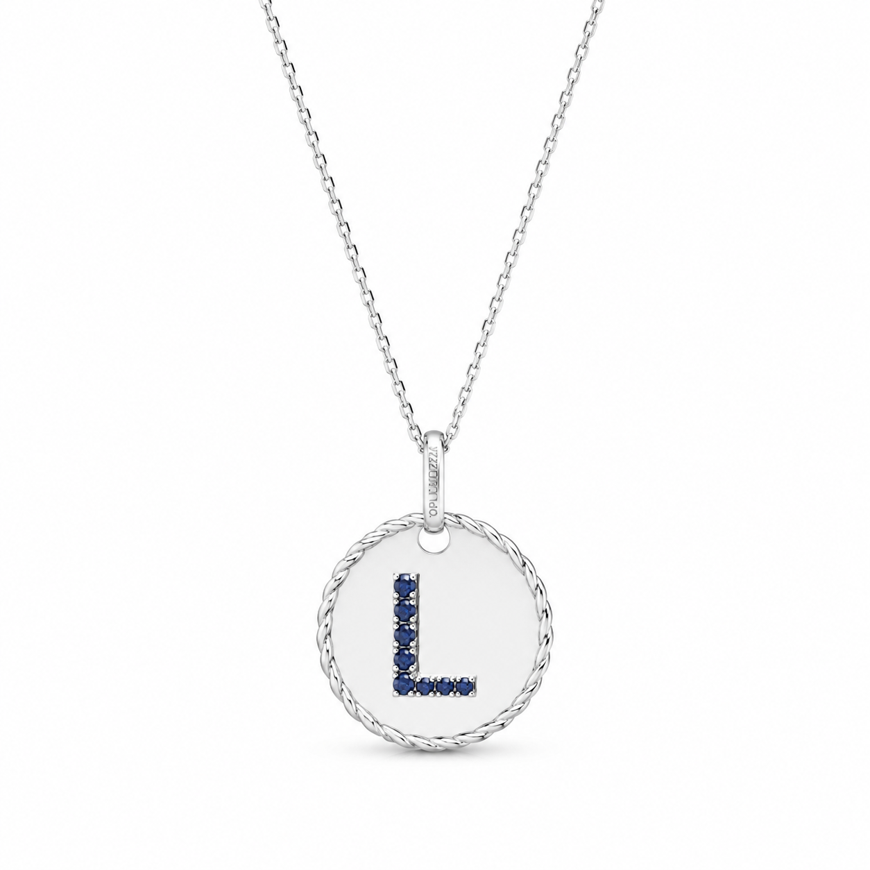 18K White Gold Sapphire Initial Pendant (L) – Sapphire-Framed