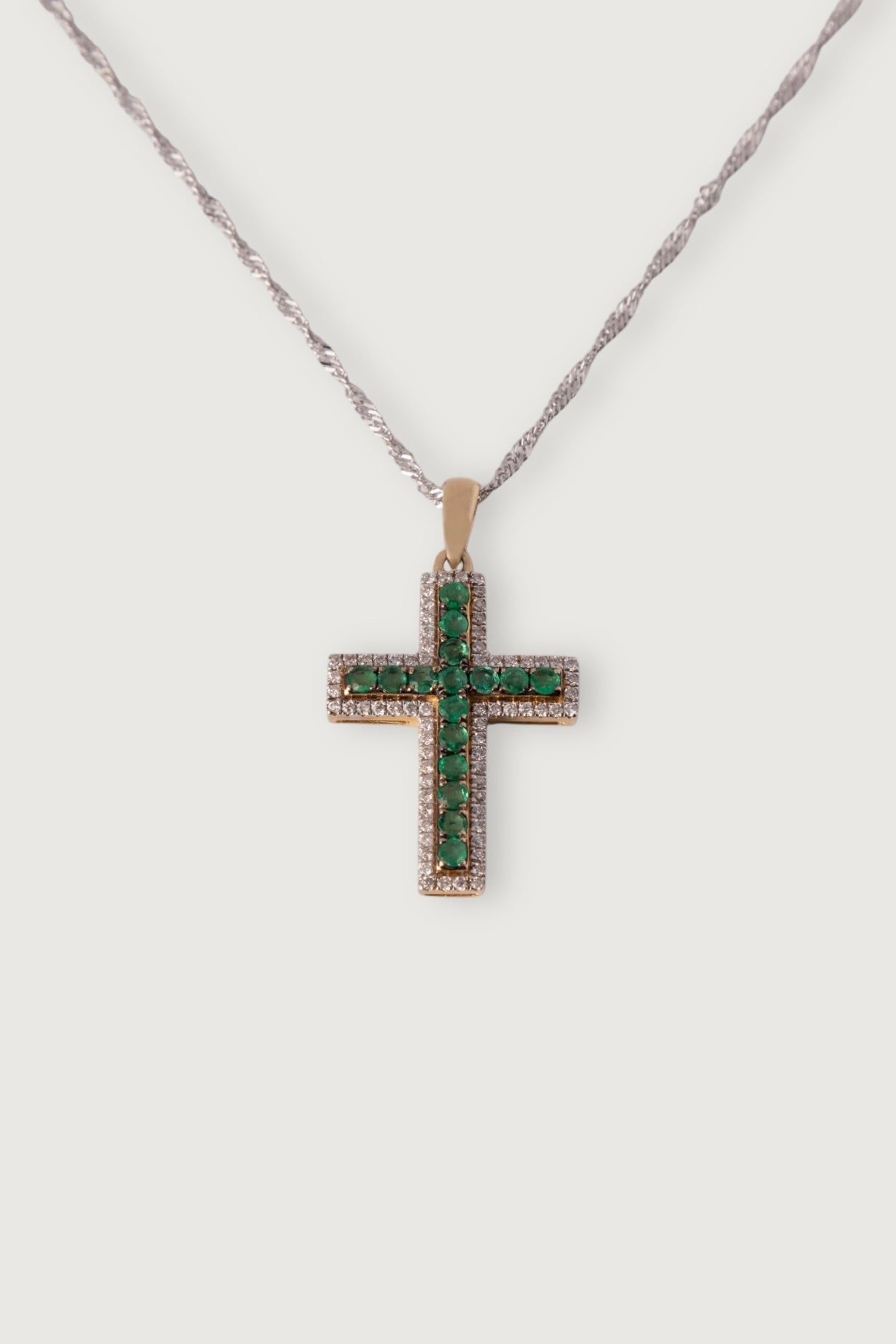 GREEN GLITTER CROSS PENDANT