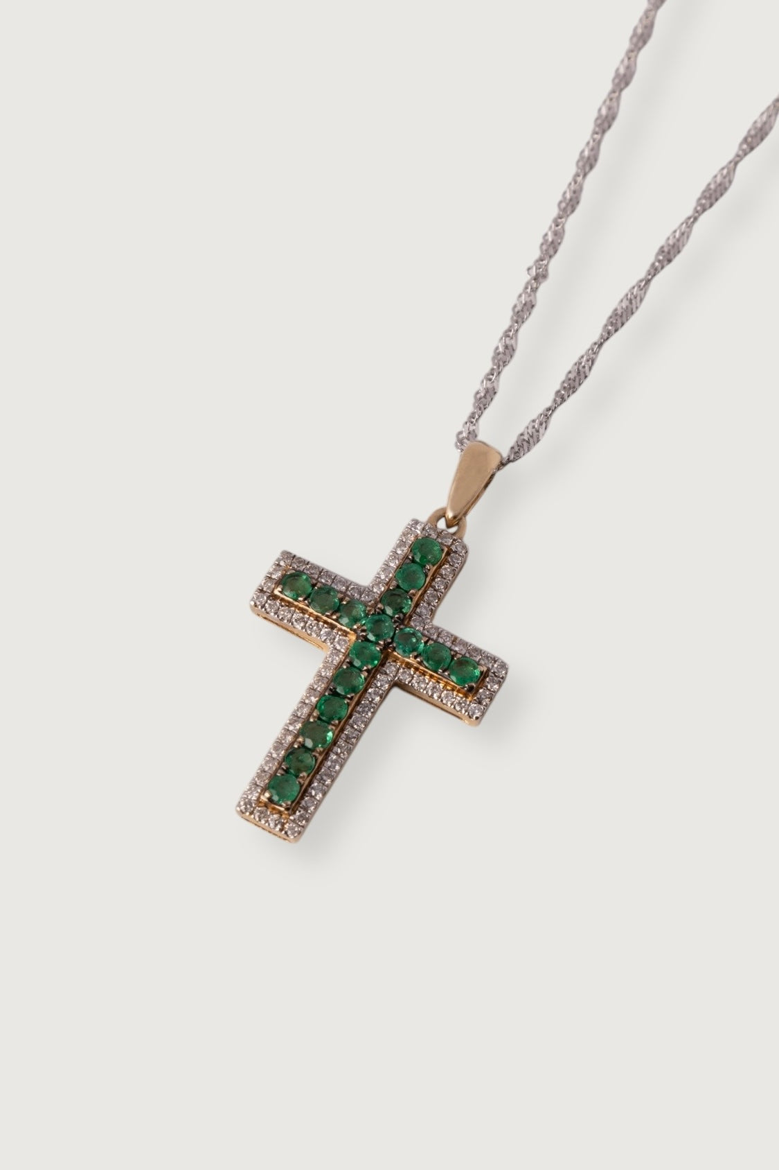 GREEN GLITTER CROSS PENDANT