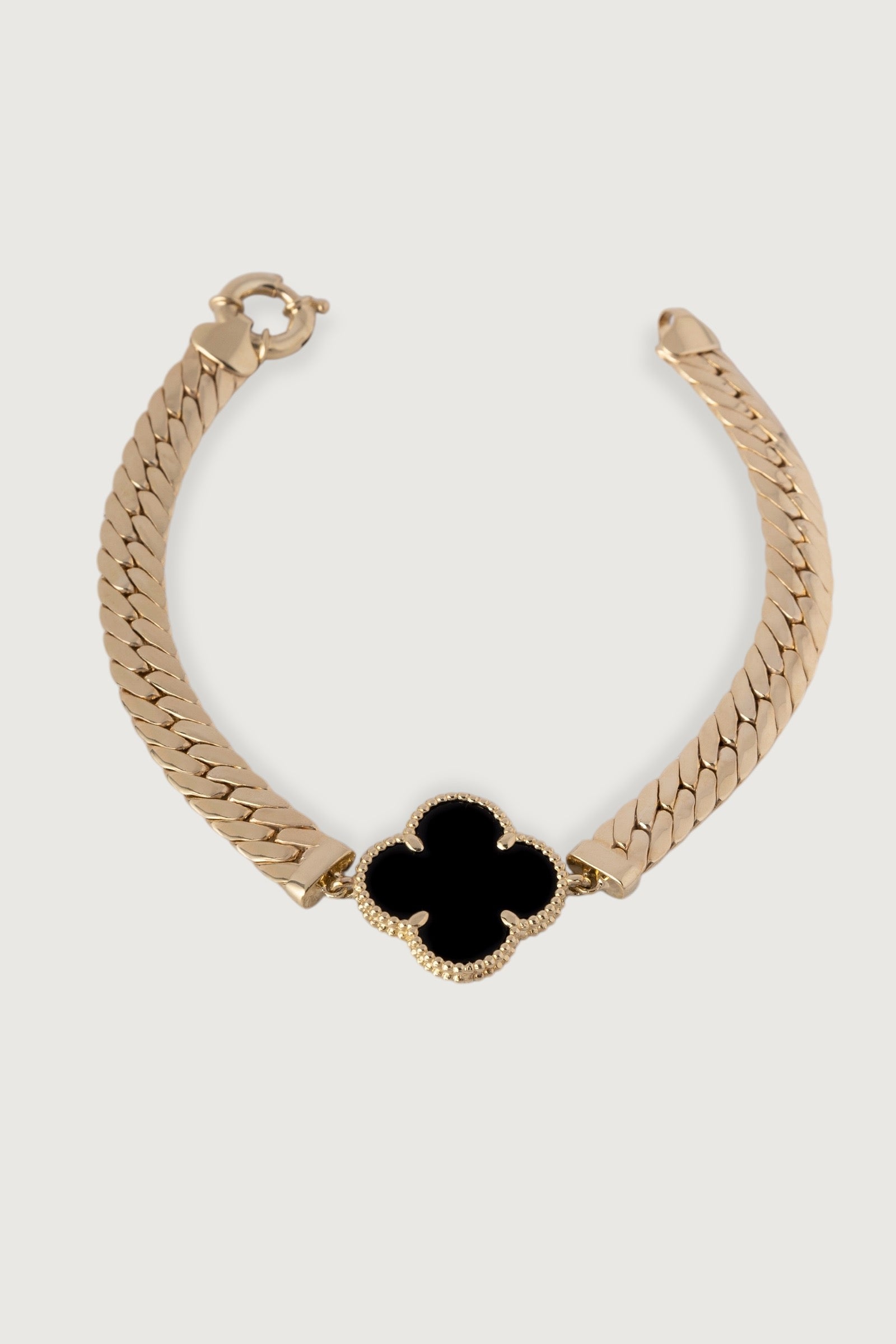 Black Clover Herringbone Cuban Bracelet