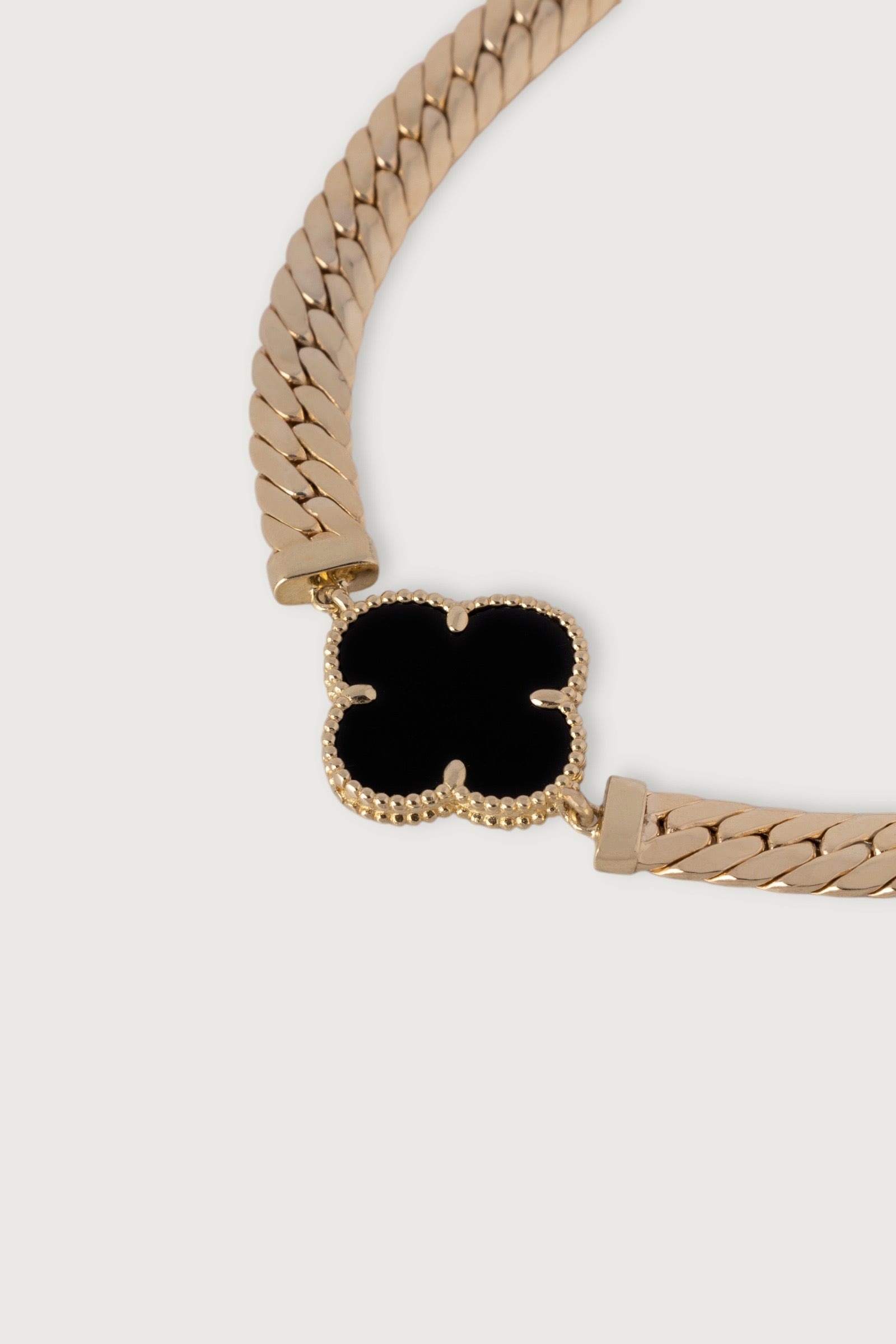 Black Clover Herringbone Cuban Bracelet