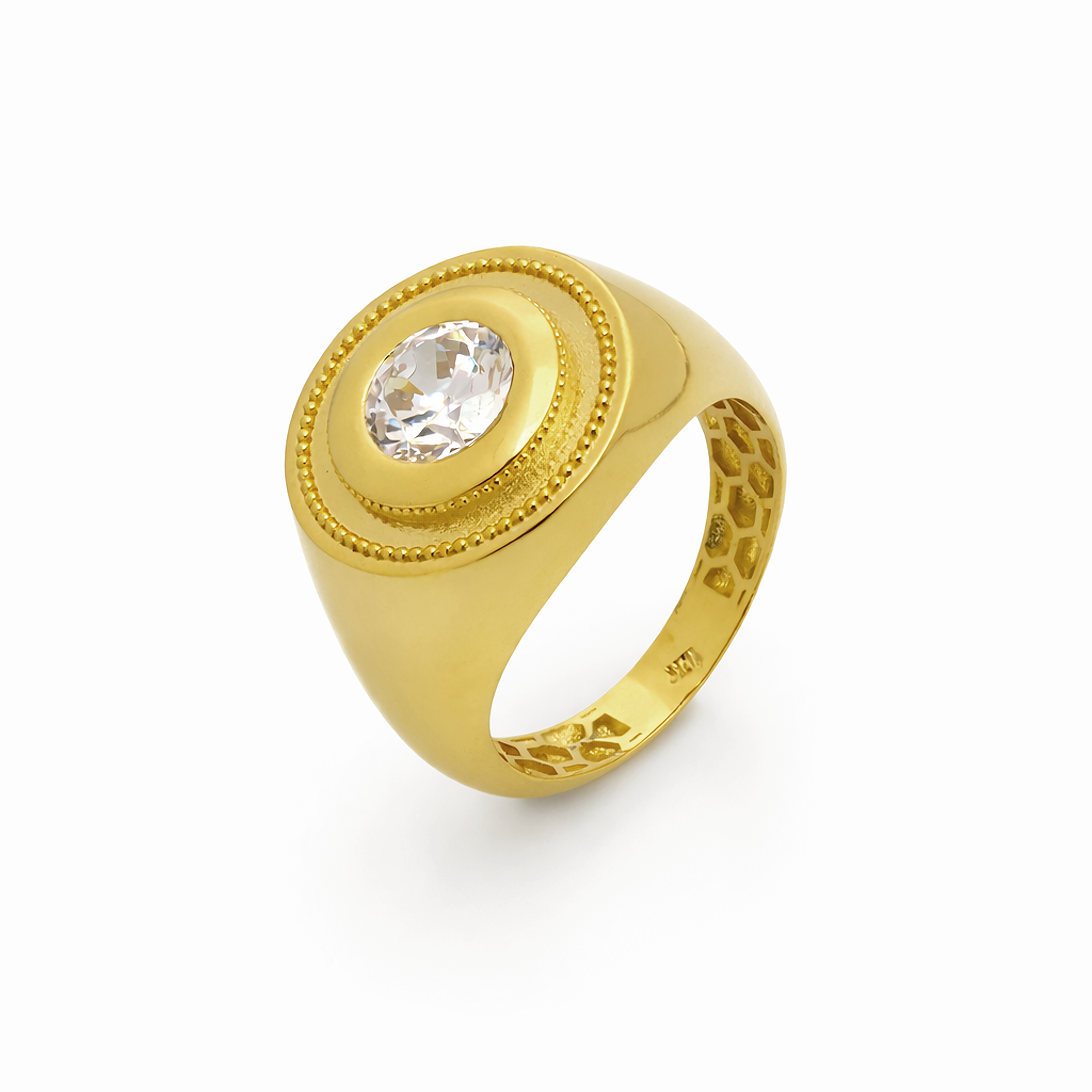 10K Yellow Gold Oval Solitaire Signet Ring