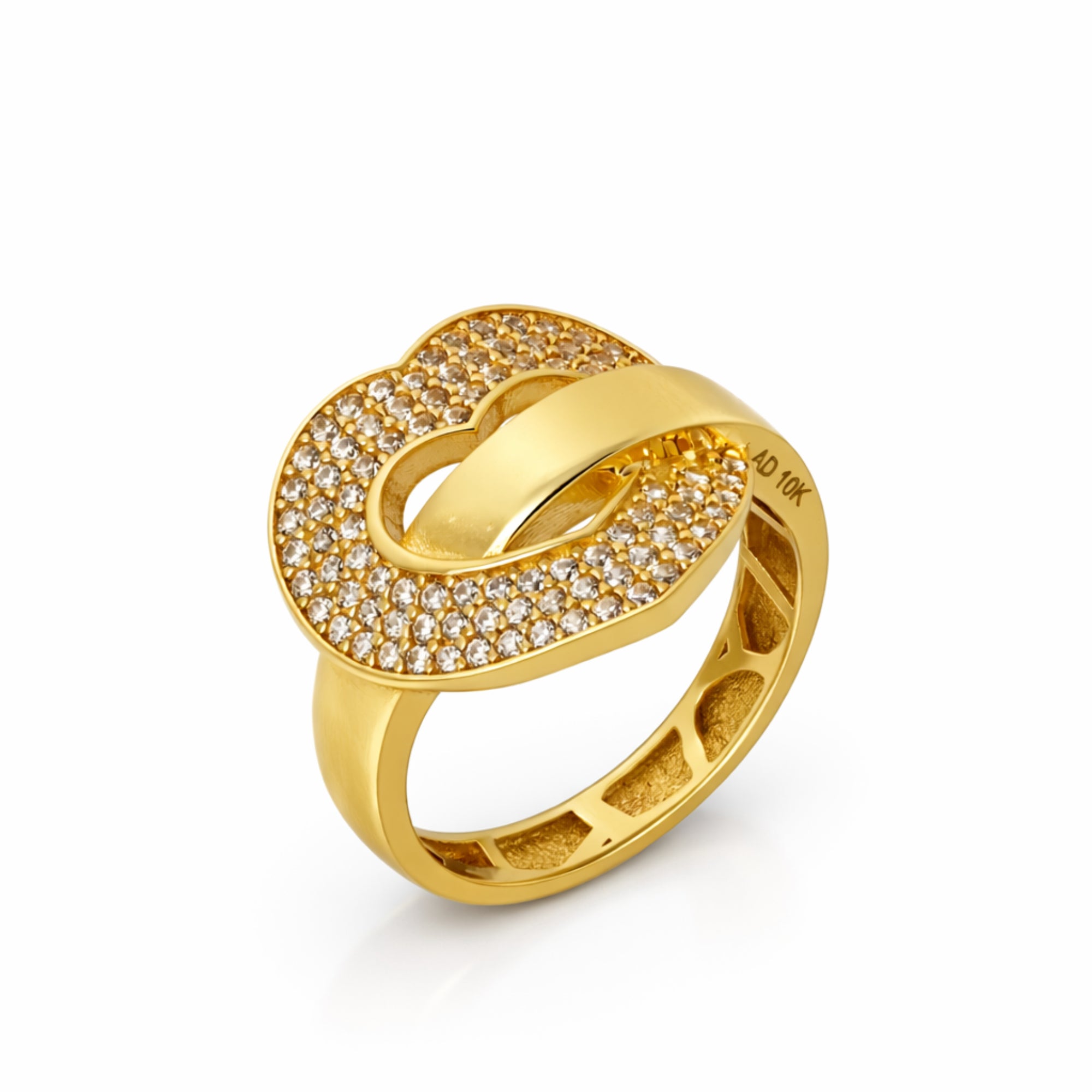 10K Yellow Gold Entwined Heart Women’s Ring