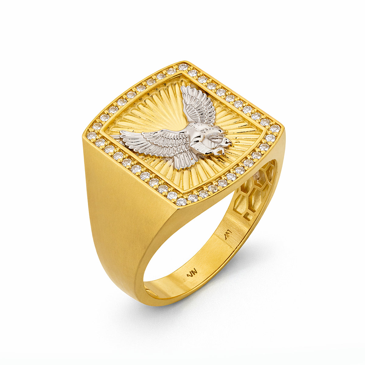 10K Two-Tone Gold Dove Signet Ring