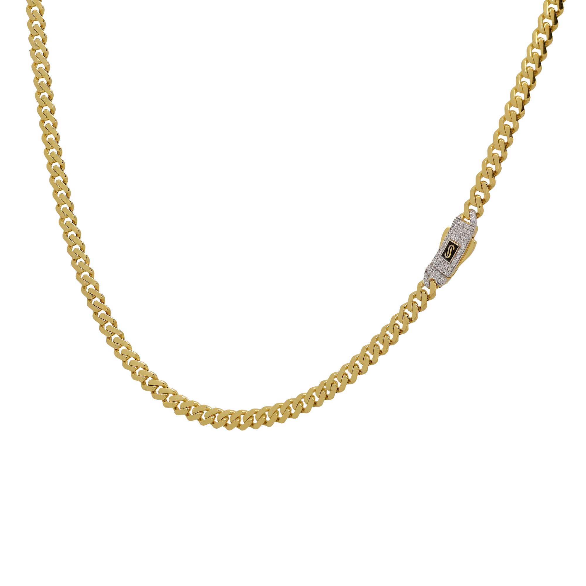10K Yellow Gold Monaco Link Chain with CZ Clasp