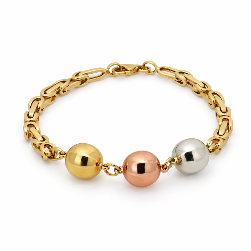 10K Tri-Color Gold Ball Bracelet