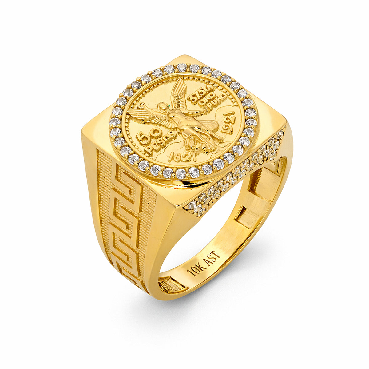 10K Yellow Gold Eagle Coin Signet Ring