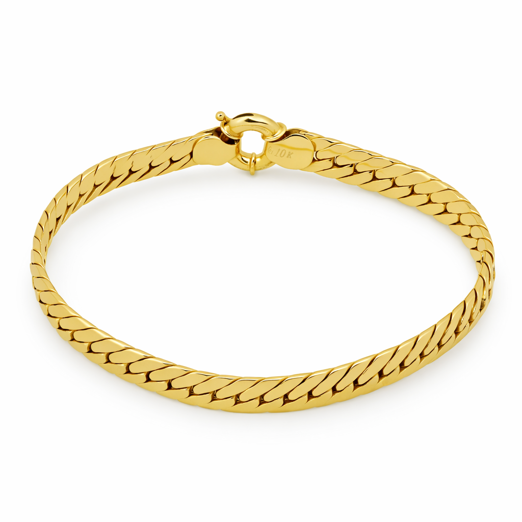 10K Yellow Gold Serpentine Curb Bracelet