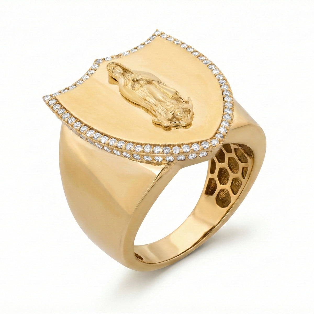 10K Yellow Gold Virgin Mary Signet Ring