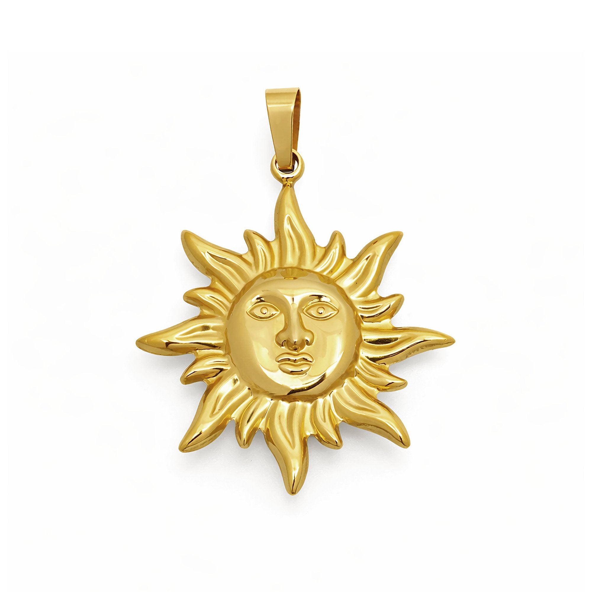 10K Yellow Gold Sun Face Pendant - 3.7g