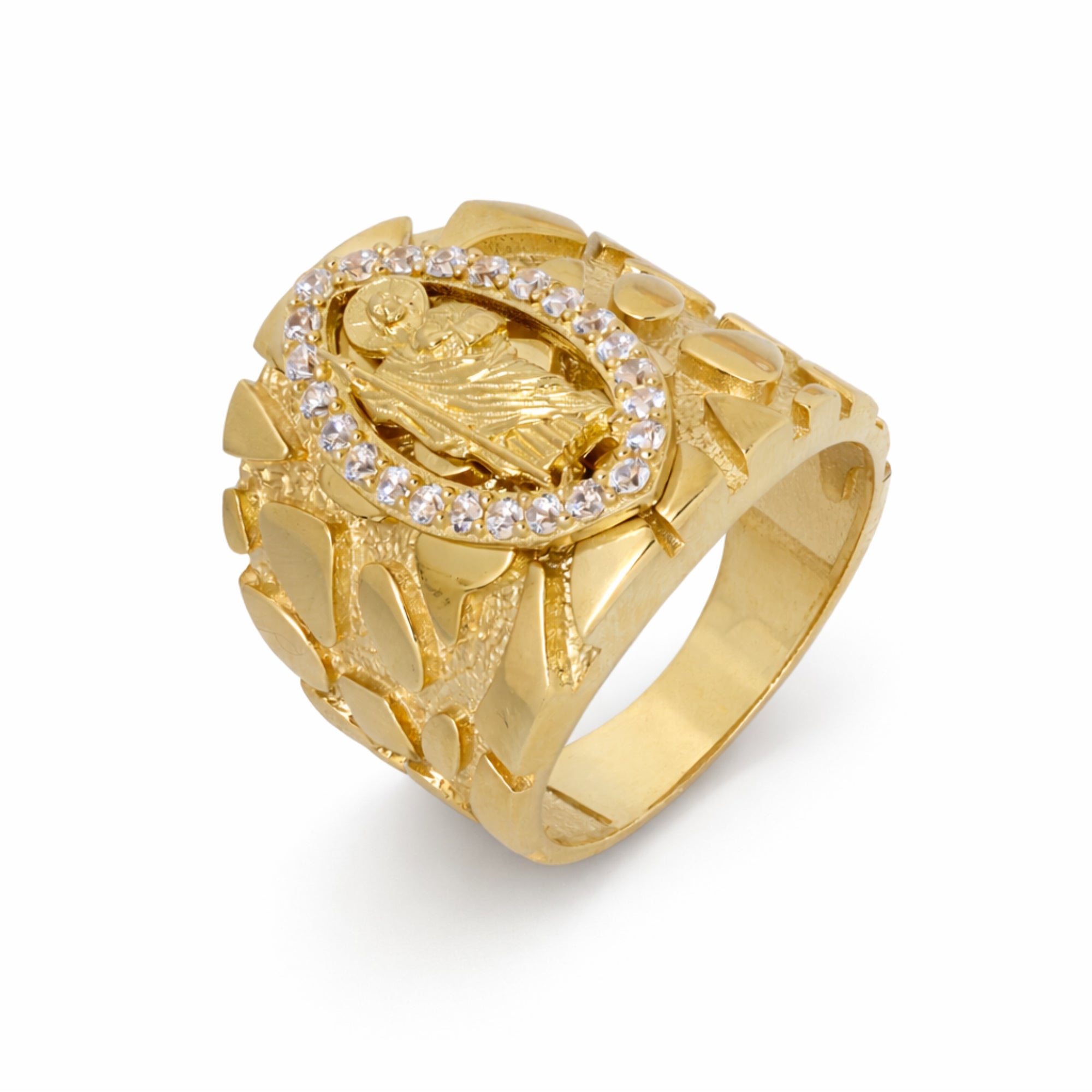 14K Yellow Gold San Judas Nuggets Men’s Ring