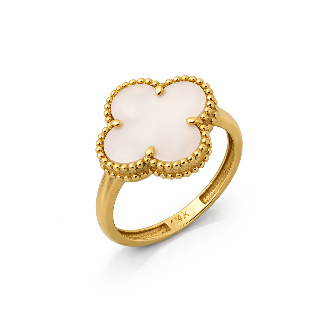 14K Yellow Gold Clover Mother-of-Pearl Women's Ring