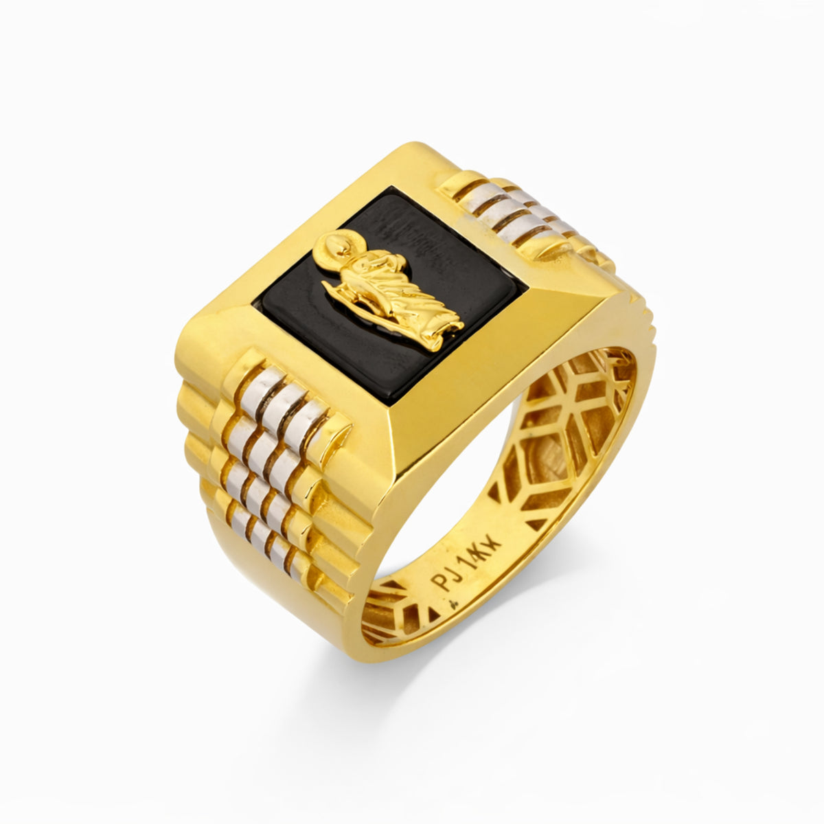 14K Yellow Gold Saint Jude Black Onyx Ring