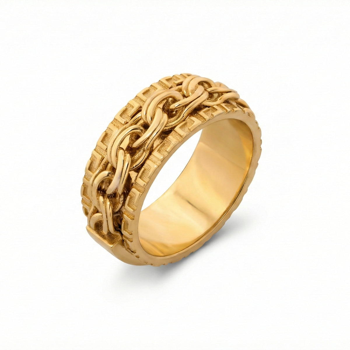14K Yellow Gold Byzantine Chain Band Ring