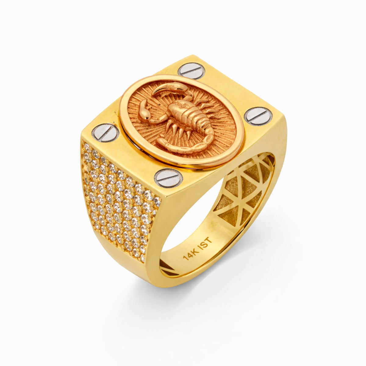 14K Yellow and Rose Gold Scorpion Medallion Ring